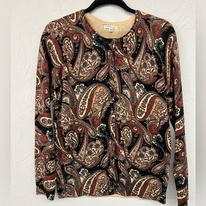 Croft & Barrow Brown paisley Floral Cardigan Small